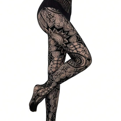 Lace Fishnet Stockings with Gothic Pattern Design for Women