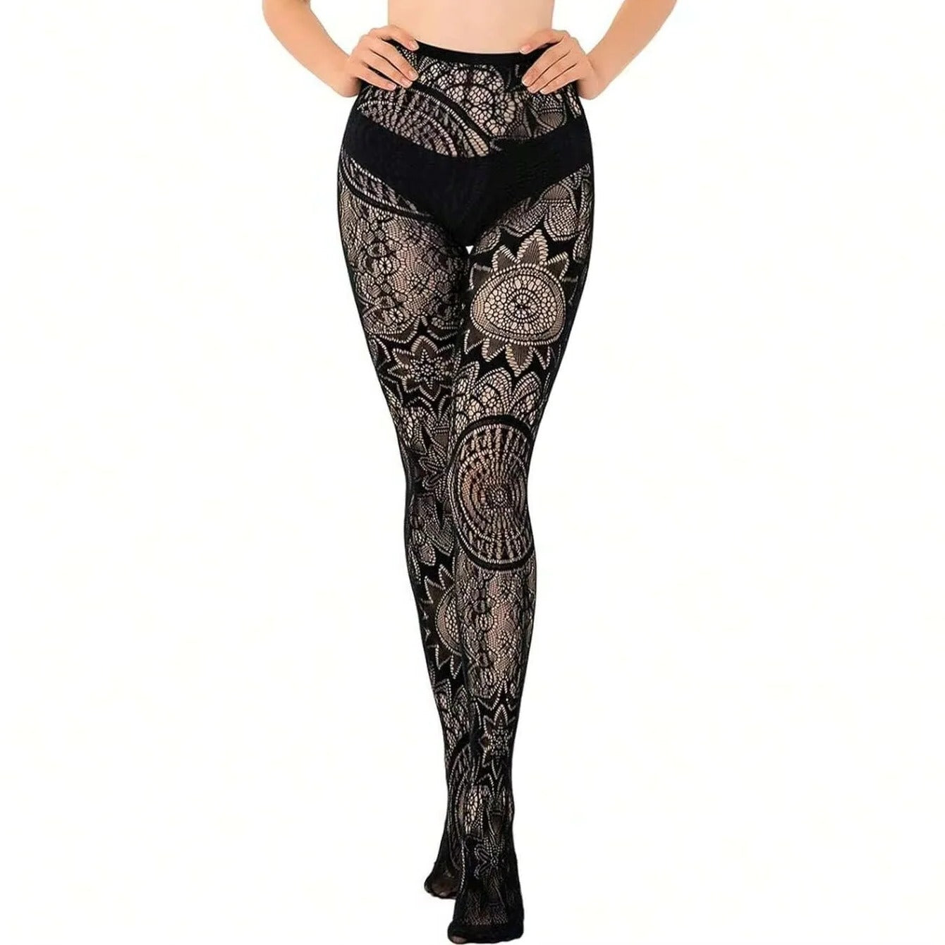 Lace Fishnet Stockings with Gothic Pattern Design for Women