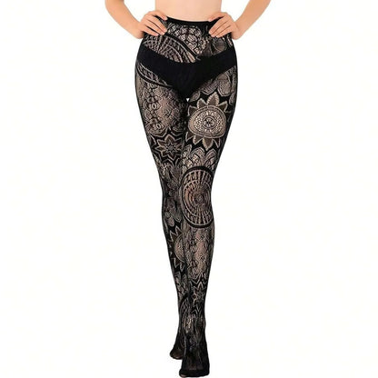 Lace Fishnet Stockings with Gothic Pattern Design for Women
