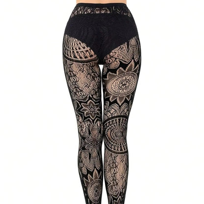 Lace Fishnet Stockings with Gothic Pattern Design for Women