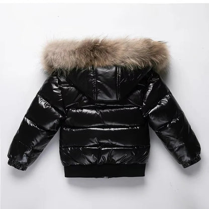 Kids Down Winter Coat with Waterproof Shell and Fur Trim Hood