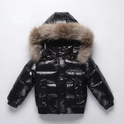 Kids Down Winter Coat with Waterproof Shell and Fur Trim Hood
