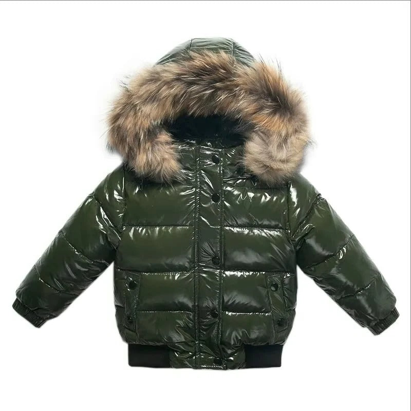 Kids Down Winter Coat with Waterproof Shell and Fur Trim Hood