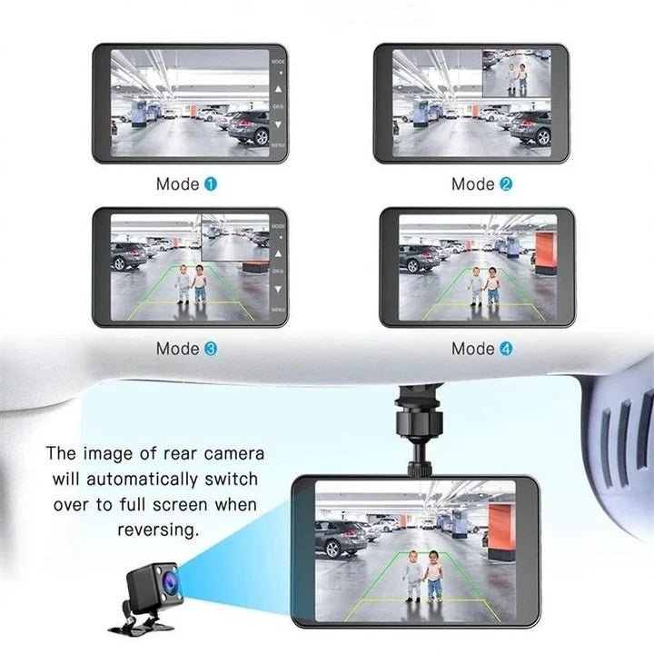 Dual Dash Cam with 1080P Recording Wide Angle Lens and 4 Inch LCD Screen