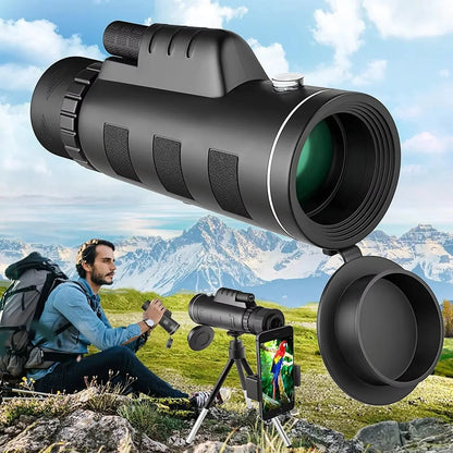 Compact Monocular Scope for Bird Watching and Hiking, 40x60 Magnification with Phone Mount