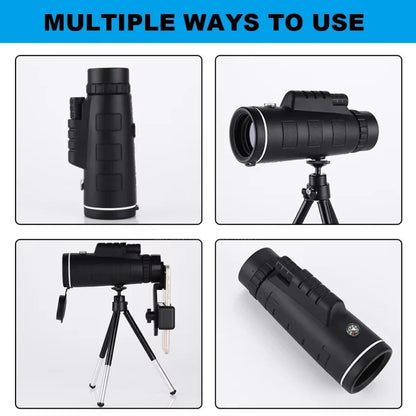 Compact Monocular Scope for Bird Watching and Hiking, 40x60 Magnification with Phone Mount