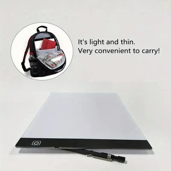 A4 LED Drawing Light Pad with Dimmable Brightness and USB Cable
