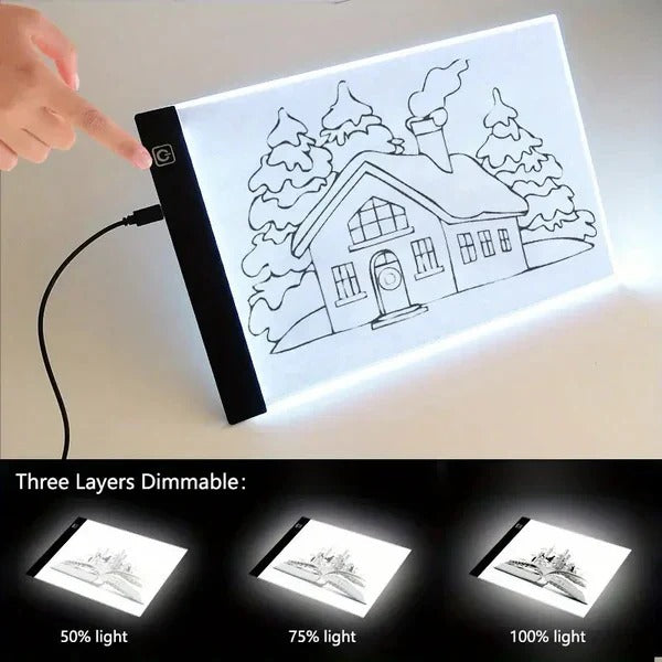 A4 LED Drawing Light Pad with Dimmable Brightness and USB Cable