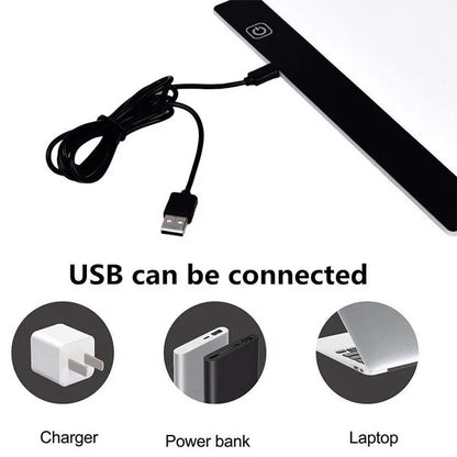 A4 LED Drawing Light Pad with Dimmable Brightness and USB Cable