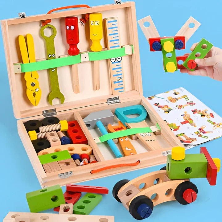 Kids Toy Tool Kit with Toolbox Case for Building Play Activities, 35 Piece