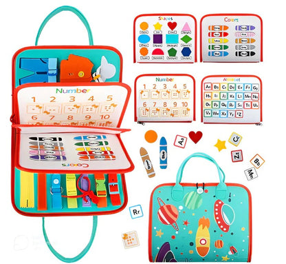 Montessori Sensory Activity Board for Toddlers with Travel Play Design