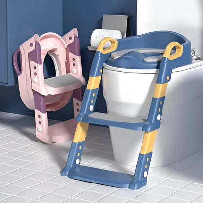 Toilet Training Seat with Step Stool and Foldable Ladder for Kids