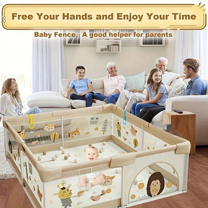 Foldable Toddler Playpen with Enclosed Space for Indoor Outdoor Use