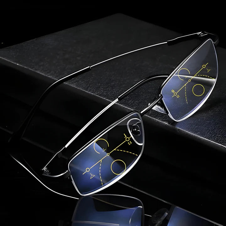 Progressive Multifocal Glasses with Photochromic Lens and Light Adjust Lens