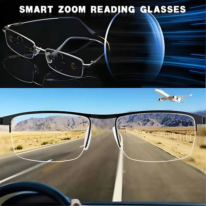 Progressive Multifocal Glasses with Photochromic Lens and Light Adjust Lens