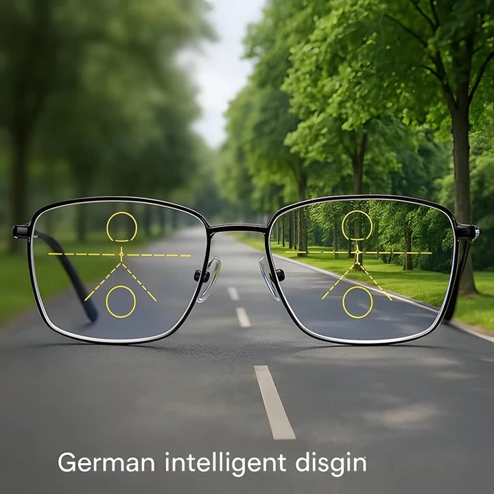 Progressive Multifocal Glasses with Photochromic Lens and Light Adjust Lens
