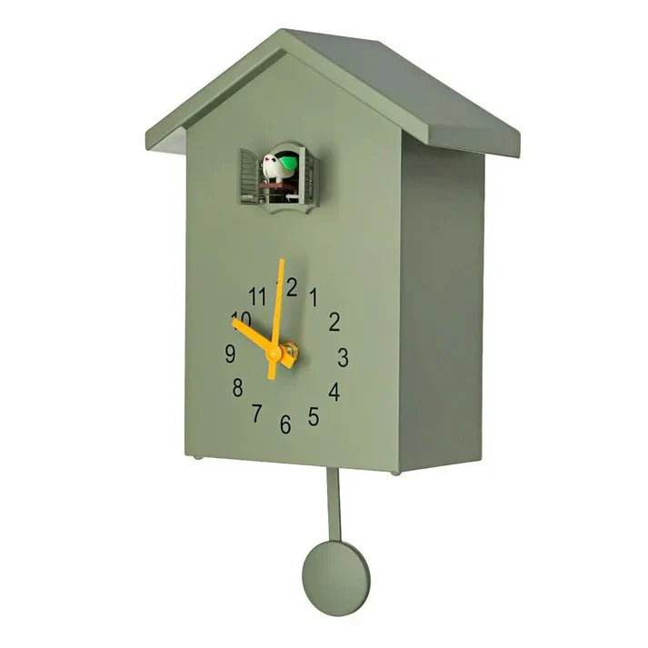 Decorative Wooden Cuckoo Wall Clock with Adjustable Hourly Bird Call