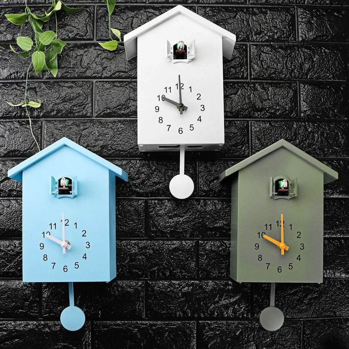 Decorative Wooden Cuckoo Wall Clock with Adjustable Hourly Bird Call