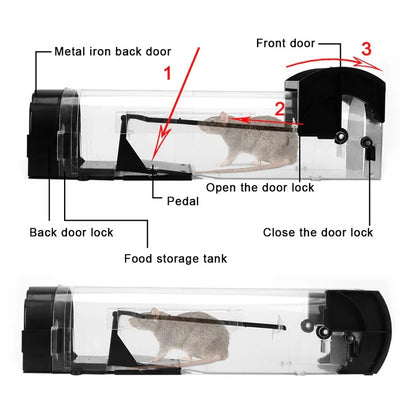 Catch and Release Mouse Trap with Self Lock Door and Reusable Design