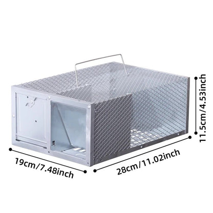 Reusable Metal Mouse Trap with Locking Door and Open Mesh Cage Design