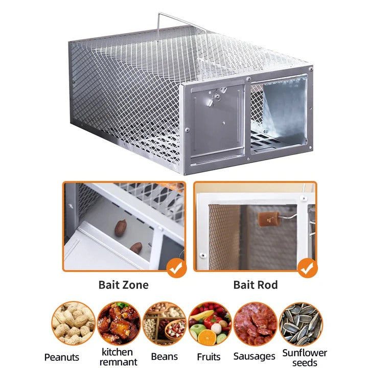 Reusable Metal Mouse Trap with Locking Door and Open Mesh Cage Design