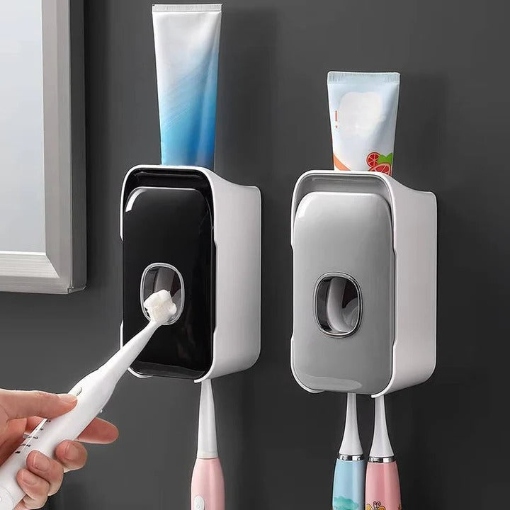Wall Mounted Toothpaste Dispenser with Night Light and Brush Holder