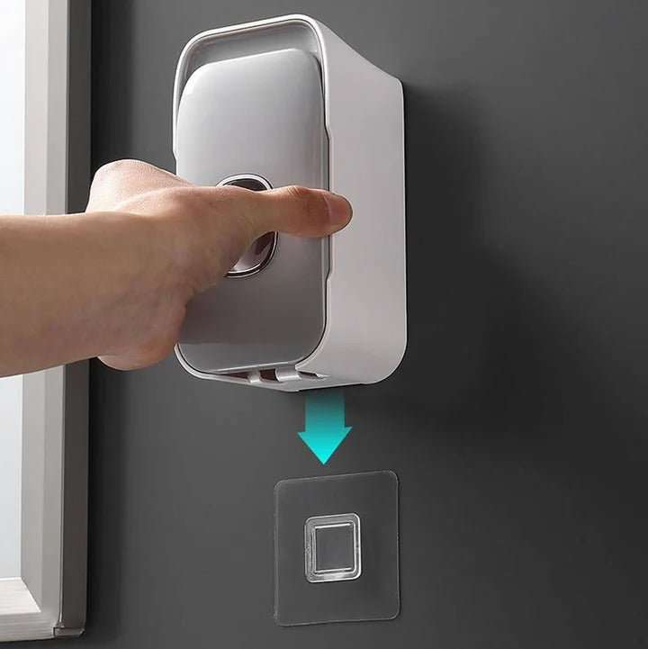 Wall Mounted Toothpaste Dispenser with Night Light and Brush Holder