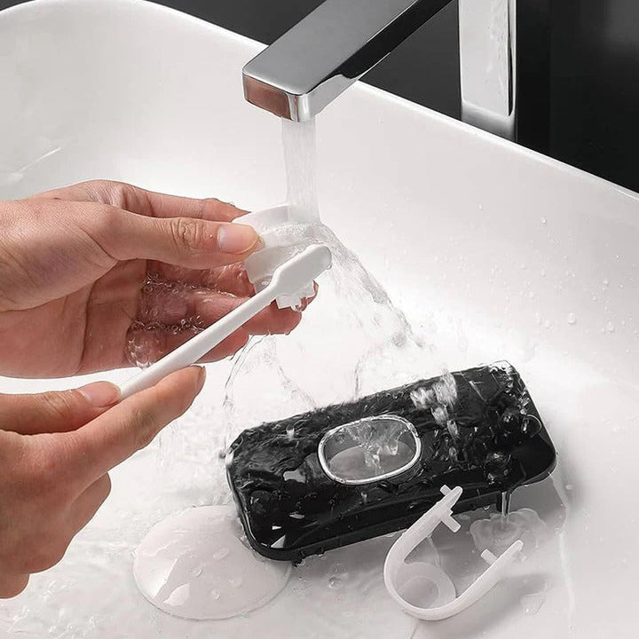 Wall Mounted Toothpaste Dispenser with Night Light and Brush Holder