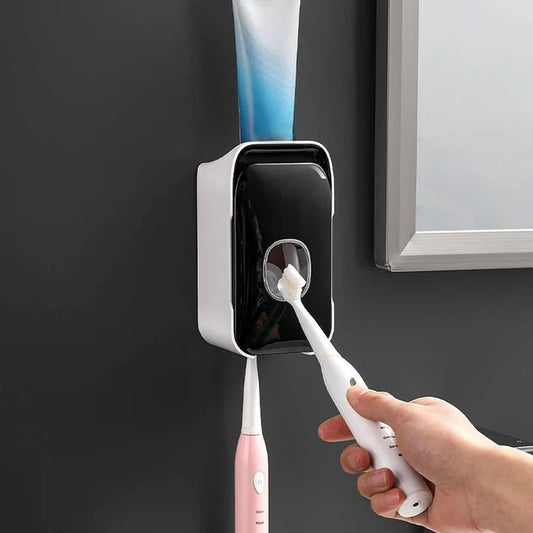 Wall Mounted Toothpaste Dispenser with Night Light and Brush Holder