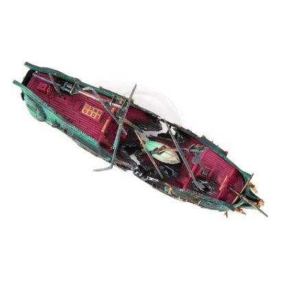 Sunken Boat Aquarium Decoration With Resin Body and Bubble Flow System