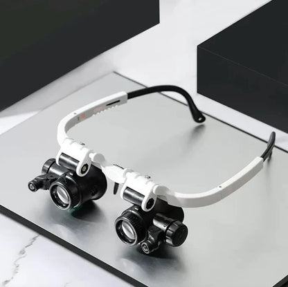 LED Magnifying Glasses with 4 Lenses and Dual Lights for Detail Work Tasks