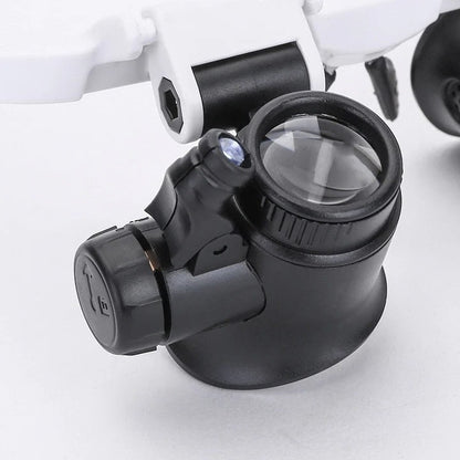 LED Magnifying Glasses with 4 Lenses and Dual Lights for Detail Work Tasks