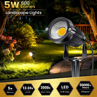 10Pcs LED Low Voltage 12V 5W Landscape Light 3000K Garden Outdoor Spotlight IP65 allveramart