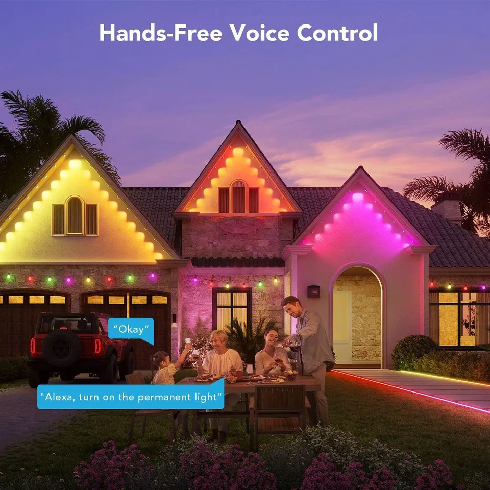 Govee 100ft RGBICW Black Permanent Outdoor Lights Elite Multicolored LED New allveramart