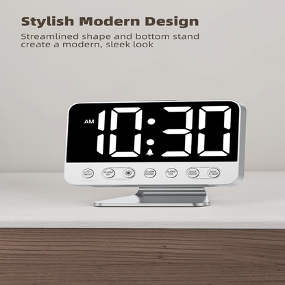 Odokee Digital Alarm Clocks for Bedrooms: Large Bold Number 5 Brightness Dimmer - Easy to Read Across The Room - 5 Alarm Sound 8 Night Light - Silver allveramart