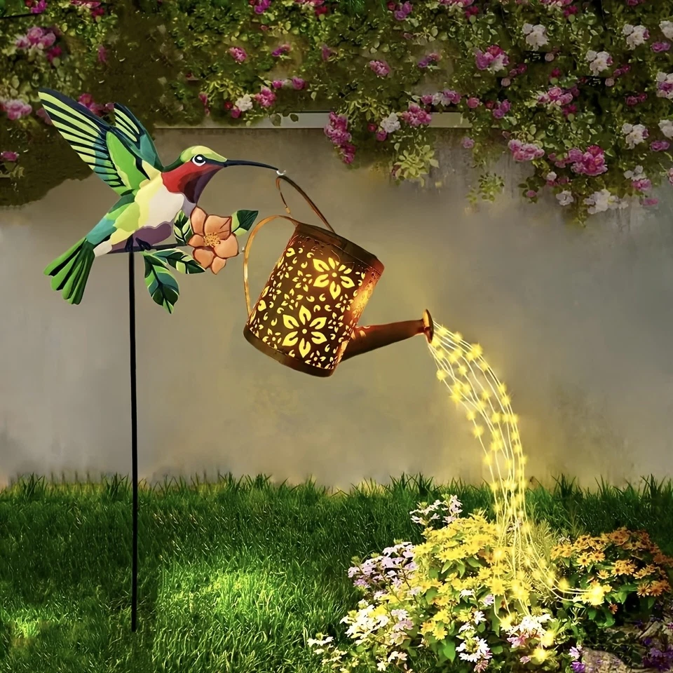Solar Hummingbird Garden Lantern with Floral Design IP44 Outdoor Yard Decor allveramart
