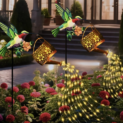Solar Hummingbird Garden Lantern with Floral Design IP44 Outdoor Yard Decor allveramart
