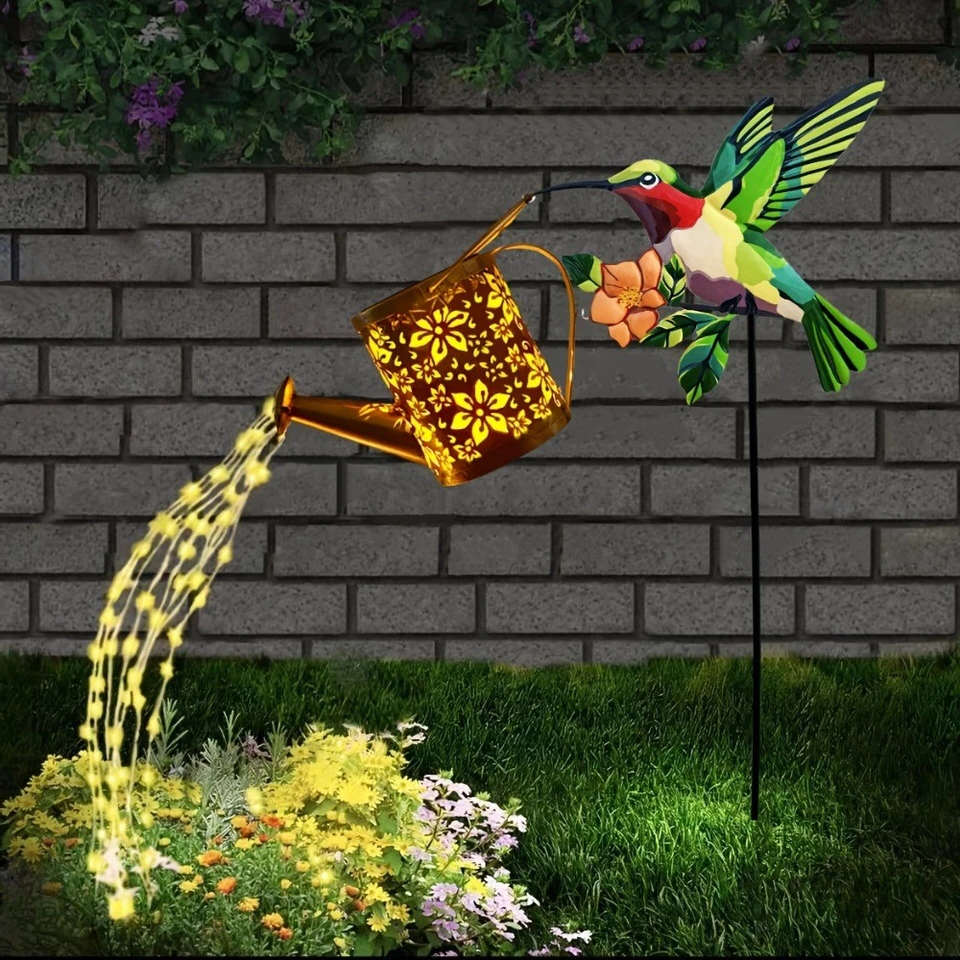 Solar Hummingbird Garden Lantern with Floral Design IP44 Outdoor Yard Decor allveramart