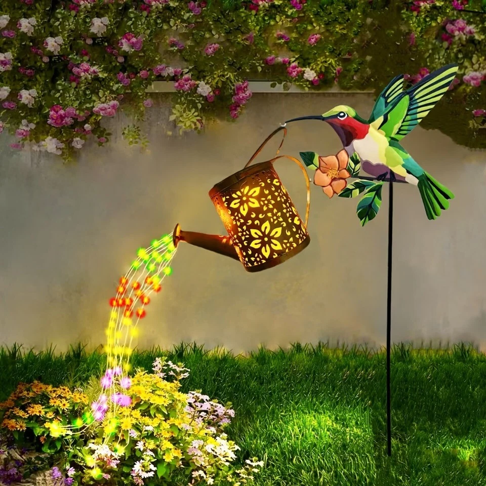 Solar Hummingbird Garden Lantern with Floral Design IP44 Outdoor Yard Decor allveramart