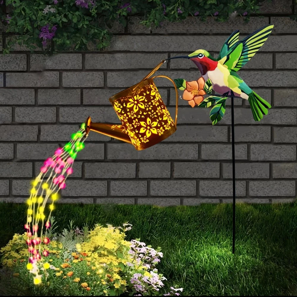 Solar Hummingbird Garden Lantern with Floral Design IP44 Outdoor Yard Decor allveramart