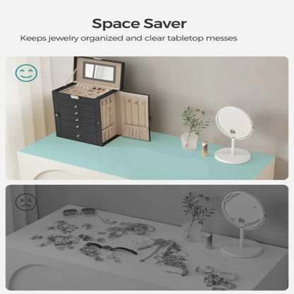 Large Jewelry Box Organizer 6 Tier With Drawers Mirror And Lock allveramart