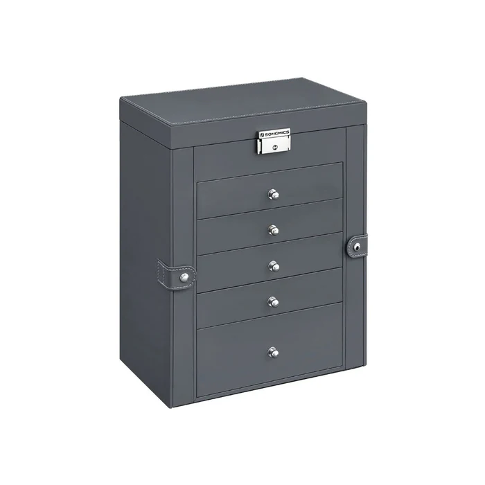 Large Jewelry Box Organizer 6 Tier With Drawers Mirror And Lock allveramart