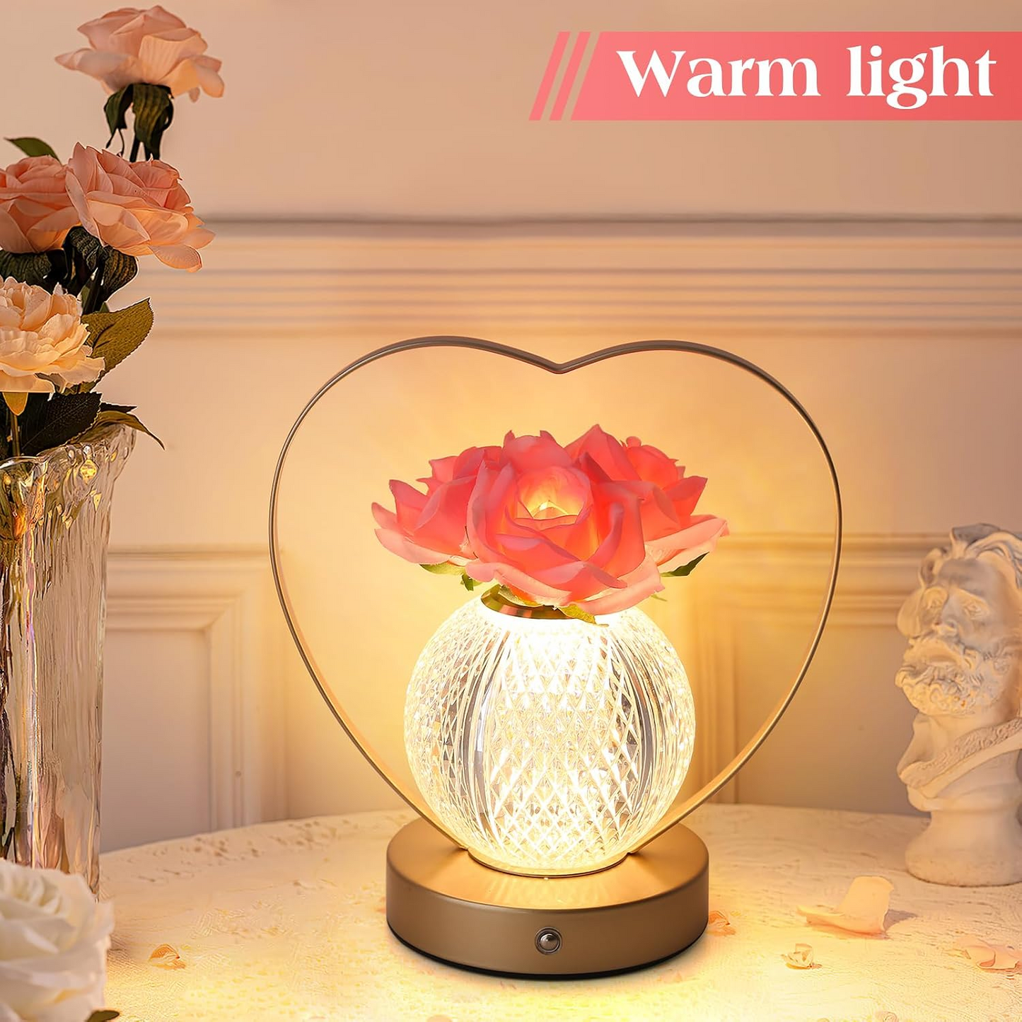 AMWGIMI Sunflowers Flower Lamp,Rechargeable Cordless Touch Table Lamp,3-Colour Infinitely Dimming Small Night Light,Festival Restaurant Bedroom Bar Coffee Shop Birthday Gifts for Women Mom allveramart