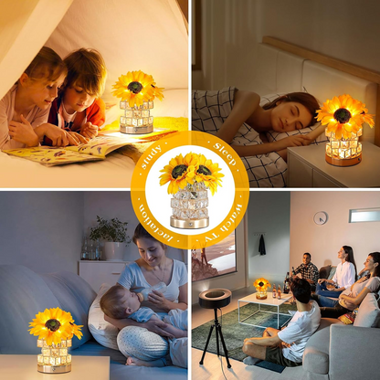 AMWGIMI Sunflowers Flower Lamp,Rechargeable Cordless Touch Table Lamp,3-Colour Infinitely Dimming Small Night Light,Festival Restaurant Bedroom Bar Coffee Shop Birthday Gifts for Women Mom allveramart