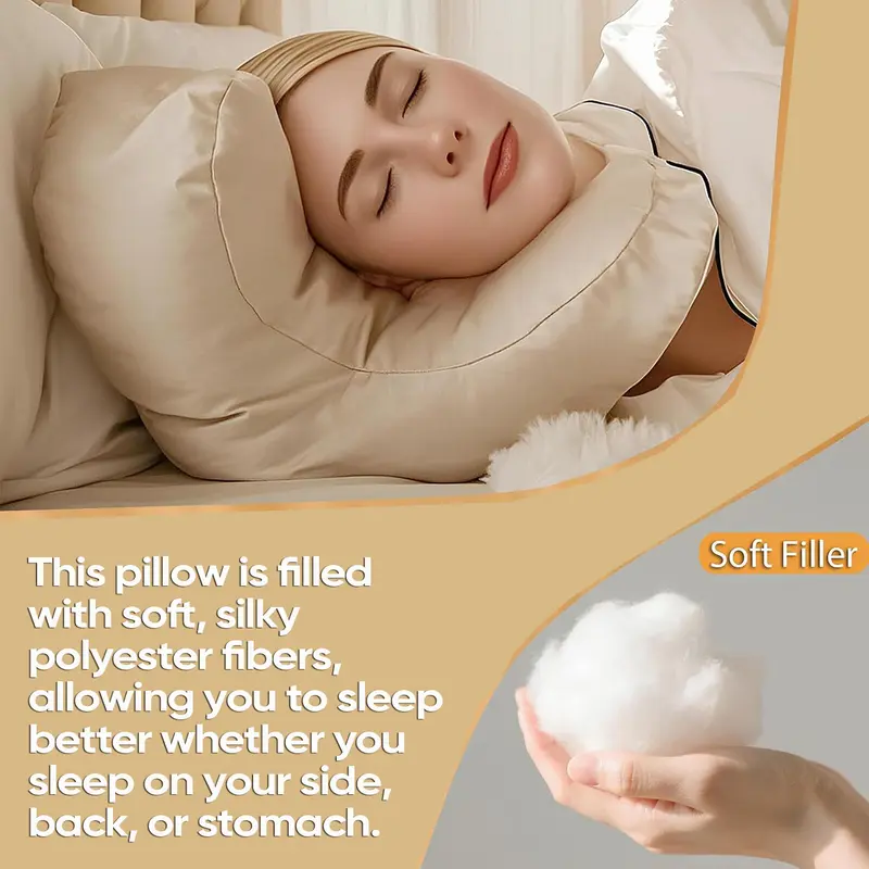 Face Massage Pillow with Washable Silk Pillowcase, Soft High-Quality Beauty Pillow with Plush Silky Polyester Filling for Ultimate Sleeping Comfort allveramart