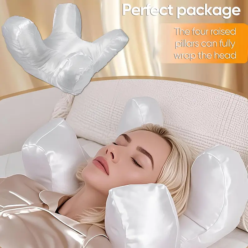 Face Massage Pillow with Washable Silk Pillowcase, Soft High-Quality Beauty Pillow with Plush Silky Polyester Filling for Ultimate Sleeping Comfort allveramart