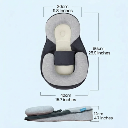 Inclined Baby Sleeper with Wrap Around Belt and Anti Roll Support, 10 Degree Angle