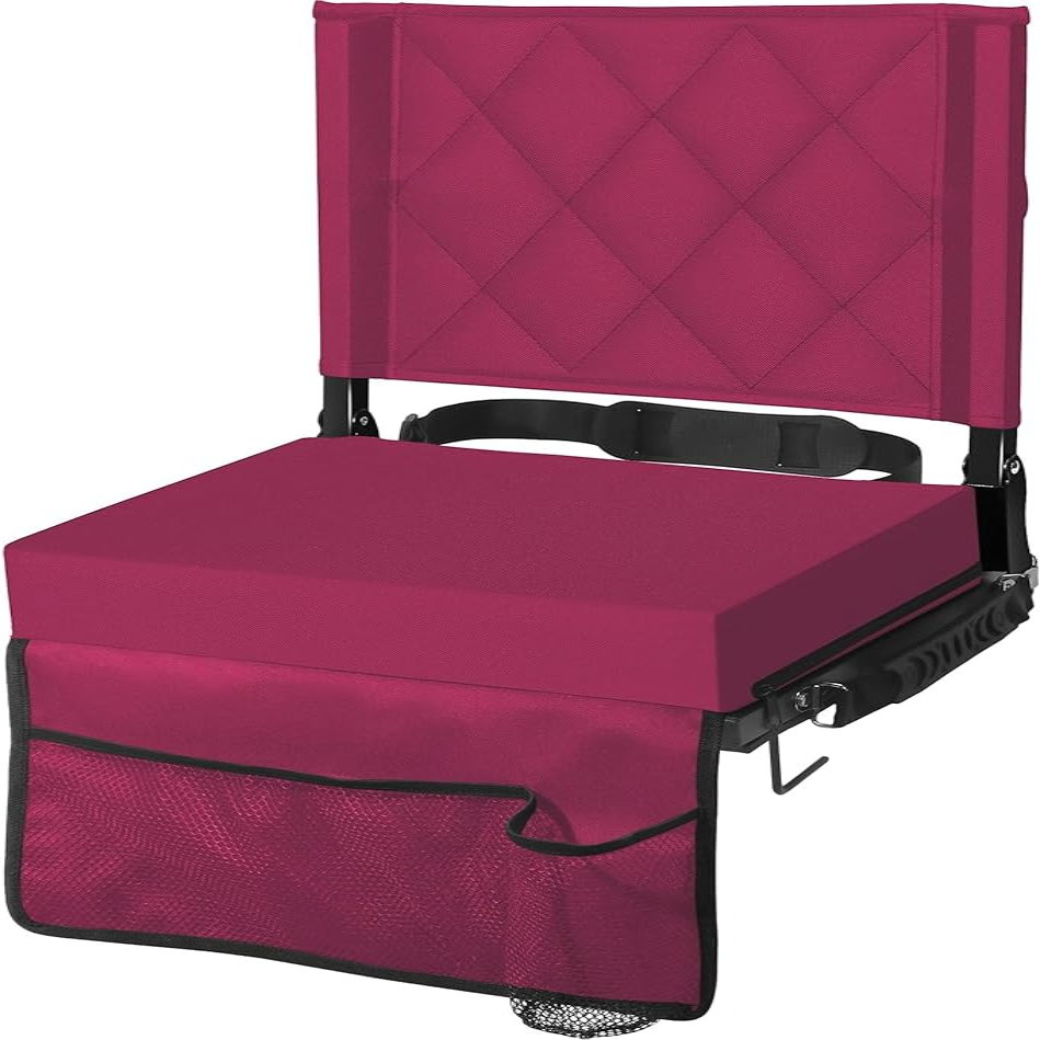Stadium Seats for Bleachers with Back Support, Bleacher Seats with Backs and Cushion Wide, Padded Portable Folding Comfort Stadium Chair with Shoulder Strap for Football Baseball Games allveramart