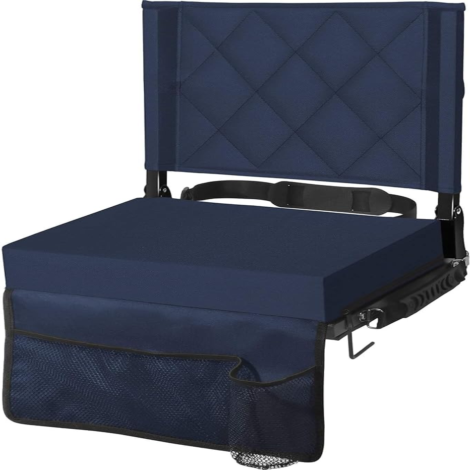 Stadium Seats for Bleachers with Back Support, Bleacher Seats with Backs and Cushion Wide, Padded Portable Folding Comfort Stadium Chair with Shoulder Strap for Football Baseball Games allveramart