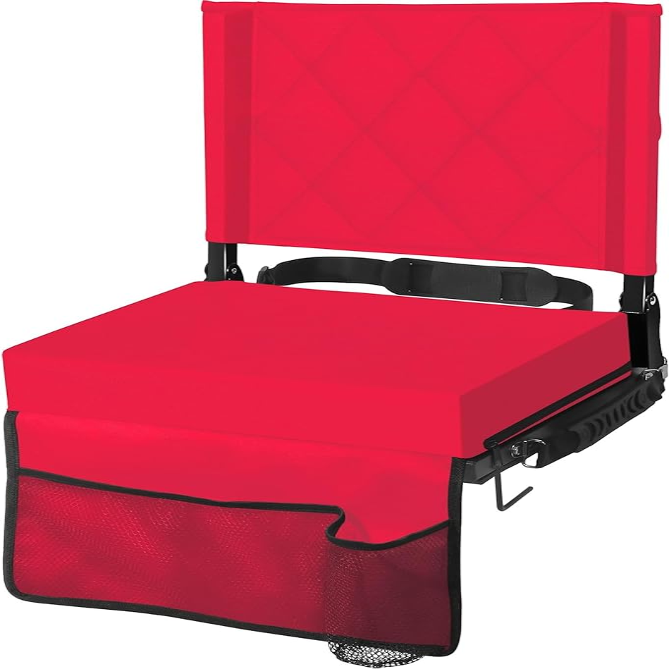 Stadium Seats for Bleachers with Back Support, Bleacher Seats with Backs and Cushion Wide, Padded Portable Folding Comfort Stadium Chair with Shoulder Strap for Football Baseball Games allveramart